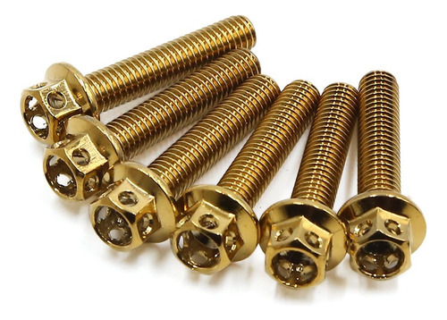 6 Kit Tornillos Para Autos 37x12mm Gold Titanium Alloy