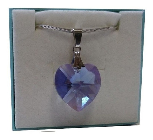 Colar Coração Cristal Swarovski Tanzanite Boreal 1,8 Cm