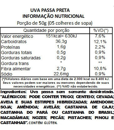 Imagem 3 de 5 de Uva Passa Preta Sem Semente Viva Salute - 200g