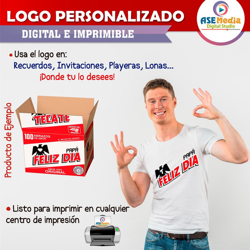 Logo Digital Cerveza Tecate Personalizado Con Tu Nombre
