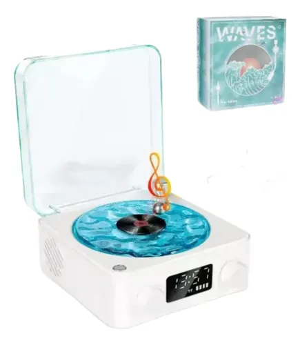 Tocadiscos De Vinilo Retro Bluetooth Parlante Waves Olas Luz