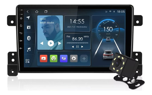 Estereo Doble Din 9p Android Bluetooth Gps C/cámara Trasera Color Negro