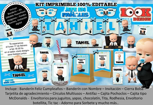 Kit Imprimible Candybar Jefe En Pañales 100% Editable
