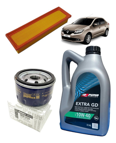 Kit Service X2 Filtro+ Aceite 10w40 Renault Logan K7m 1,6 8v