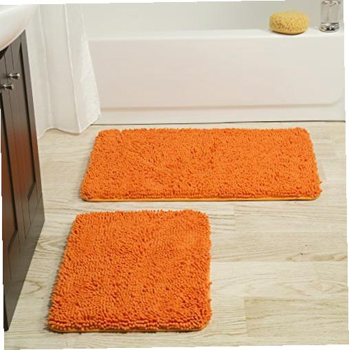 Lavish Home 67-18-o 2 Piece Memory Foam Shag Bath Mat