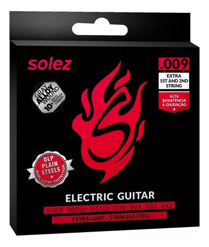 Encordoamento Solez Guitarra 09 Slg9ga Gray Alloy Inox