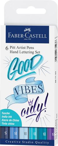 Juego Letras A Mano Faber-castell Pitt Artist Pen 6 Con Azul