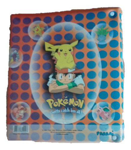 Carpeta Escolar 3 Aros 3x40 Pm Pokemon Solapa Retro Vintage