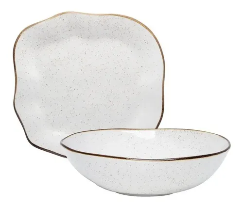 Conjunto Travessa E Saladeira Ryo Maresia Oxford Baixelas Branco