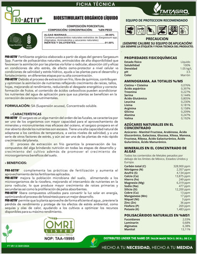Pro-activ+ Bioestimulante Organico Liquido 250ml