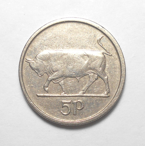 Irlanda 5 Pence 1992 - Km#28 - Toro - Arpa Irlandesa