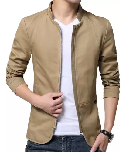 Chaqueta Blazer Casual De Algodón Con Cuello Alto Para H