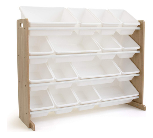 Humble Crew Organizador De Juguetes Extragrande, 16 Contenedores De Almacenamiento, Universal, Natural/blanco