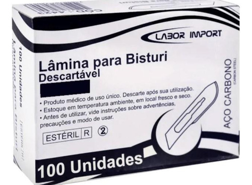 Lamina Bisturi 15 Carbono Com 100 Ht Lote: 21483 Dt. Valid: