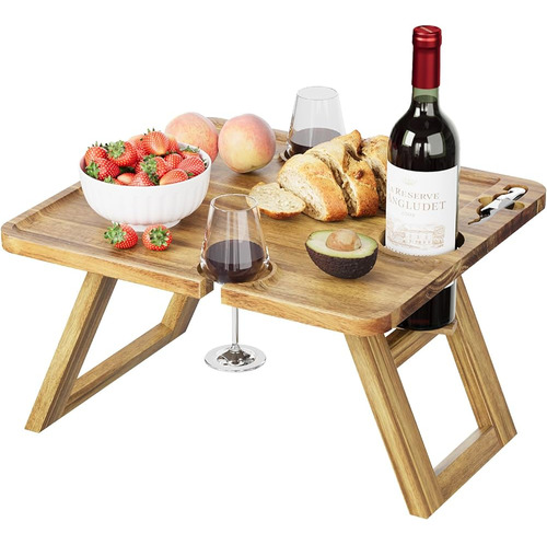 Mesa De Picnic De Vino De Madera De Acacia Inteligente Fende