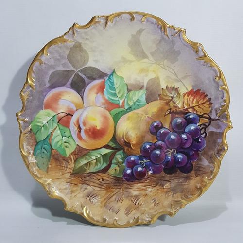 Antiguo Plato Limoges Frutera Naturaleza Muerta Mag 61633