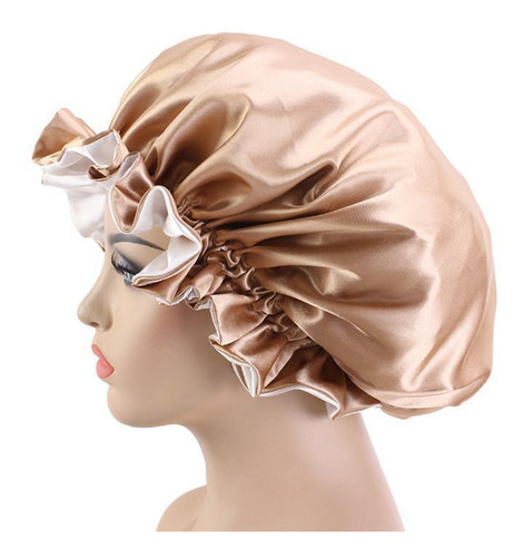 Gorro De Seda Satinado Con Banda Elástica Reversible Caqui
