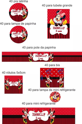 Rótulos Adesivos Para Lembrancinhas Tema Minnie 320unidades