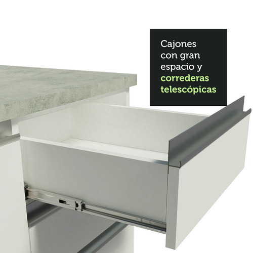 Cocina Integral Completa Modular Esquinero Madesa Glamy 329cm 01 Color Blanco