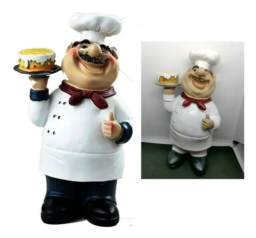 Figura Chef Con Torta De Resina 20cm X 9cm Excelente Calidad