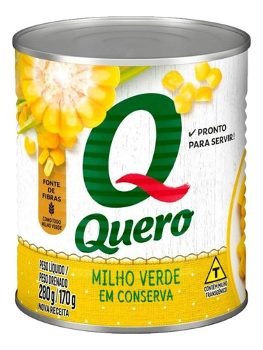 Milho Verde Quero Em Conserva 170g - Kit Com 10 Latas