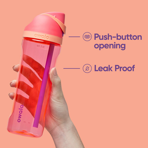 Botella De Agua Sin Bpa Con Popote 740 Ml Transparente Para