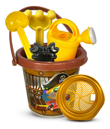 Juego 6 Juguetes Playa Caja Cubo Arena Pirata Niños 2-4 Años