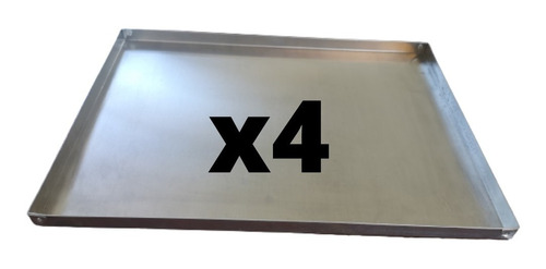 Pack 4 Bandejas Placa De Aluminio 44x32x2 Cm Panaderia Horno