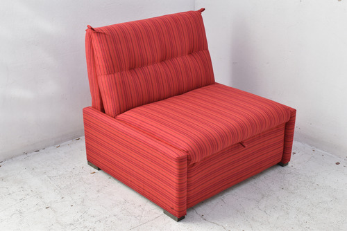 Sillón Cama 1 Plaza Sin Apoya Brazo Rojo Rocky Rayado