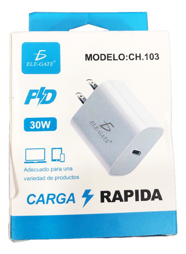 Cargador Portatil Tipo C Carga Rápida Compatible 30w T4337 Color Blanco