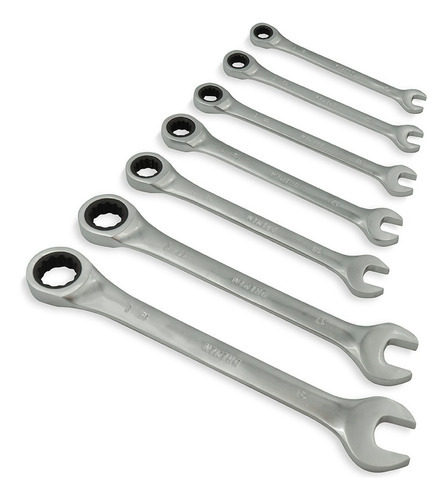 Set Llaves Combinadas Con Crique Bremen 7pz 8a19 Mm 7775 Dgm