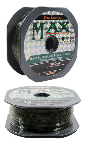 Linha Pesca Max Force Mono Verde 100m N16 0,66mm 99lb 44,9kg