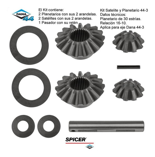 Kit Satelite Y Planetario De 30 Estrias Para Eje Dana 44-3 