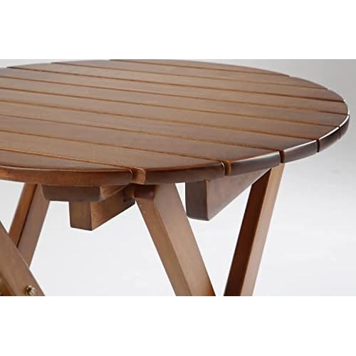Mesa Auxiliar Plegable Redonda De Madera Bplusz, Soport...
