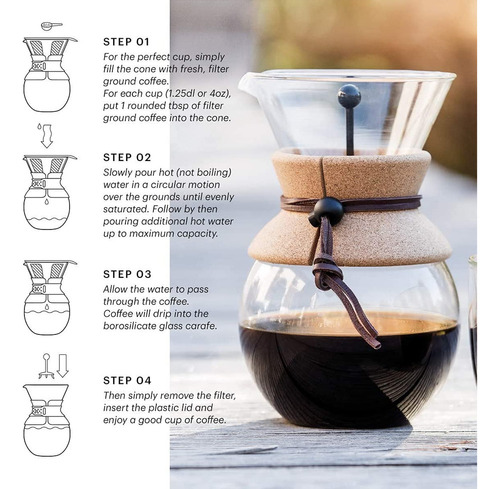 Bodum Pour Over Coffee Maker, 17 Ounce, .5 Liter, Cork Ba...