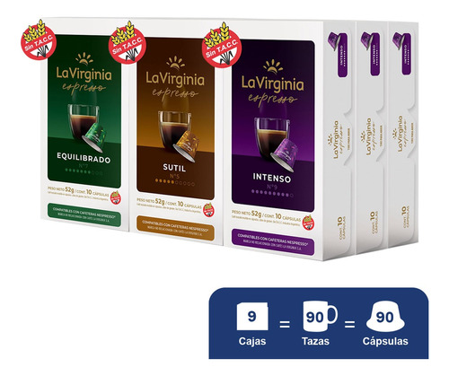 Cafe En Capsulas Lv Espresso 9 Cajas X 10 Capsulas Cada Una