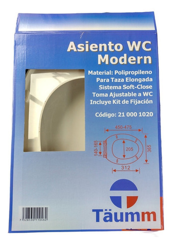 Asiento Wc Sanitario Moderno Cierre Lento Elongada Taumm