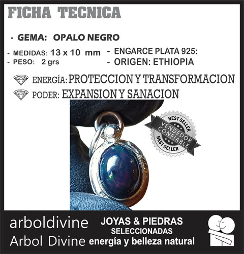 Dije Opalo Negro Original Magia Poder Y Proteccion Plateado