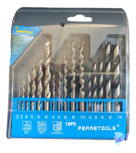 Juego De Brocas Para Madera Cemento Metal 16 Piezas