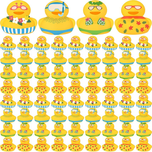 ~? Honoson 48 Pcs Summer Rubber Ducks Hawaiian Rubber Duckie