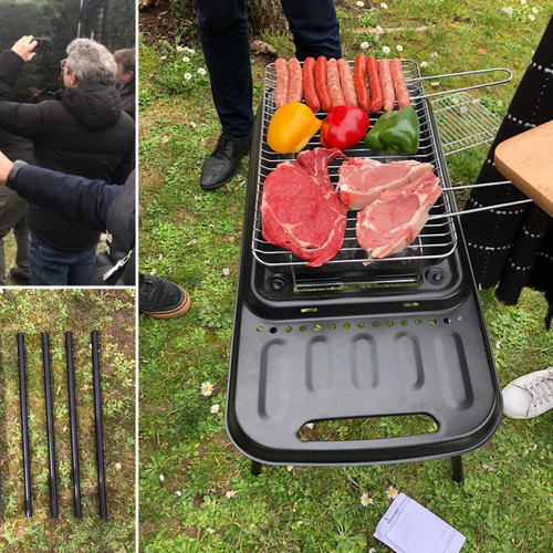 Churrasqueira Carvão Portátil Grelha Móvel Dobrável Barbecue Cor Preto