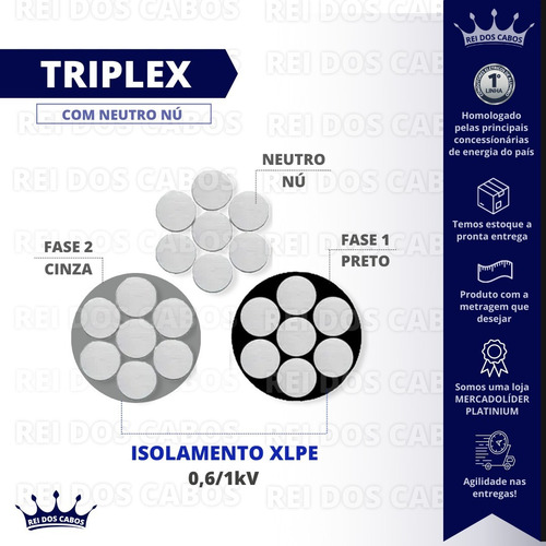 Fio Cabo Multiplex Triplex 3 X 16mm C/ 700 Metros Xlpe 1kv