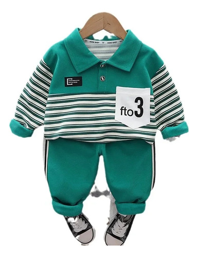 Conjunto Digital De Dos Piezas A Rayas Para Primavera Y Otoñ