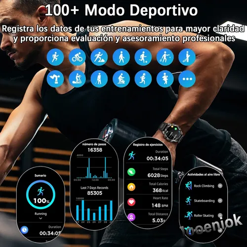 Reloj Inteligente Hombre Deportivo Impermeable 1.46'' Smartw