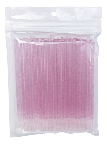 Microbrush Extensão Para Cílios Rosa Glitter 100 Unidades