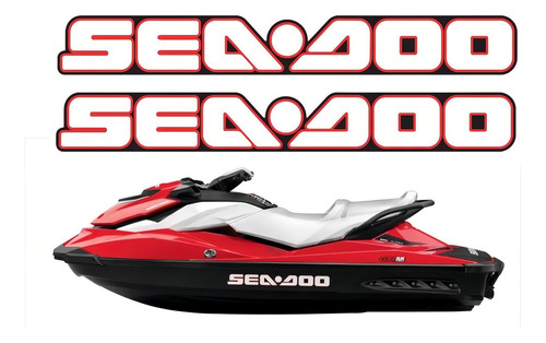 Par Adesivos Casco Para Sea Doo Jet Ski Preto-vermelho 16944