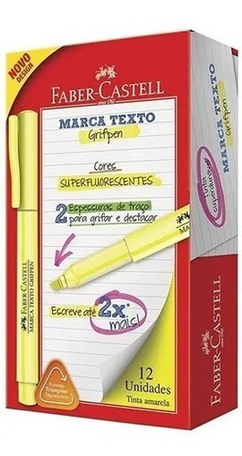 Caneta Marca Texto Amarelo Faber Castell Caixa Com 12 Unid.