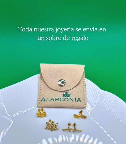 Alarconia - Aretes Broqueles Par Ancla / Oro Puro 10k