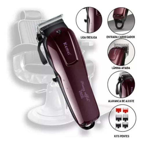 Máquina De Corte Cabelo Sem Fio Profissional Para Barbeiro