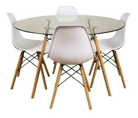 Juego Mesa De Vidrio Eames + 4 Sillas Eames -c/garantia 